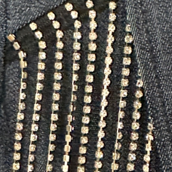 CINQ A SEPT SASHA BLAZER DENIM WITH CRYSTAL FRINGE 4 - Picture 6 of 9